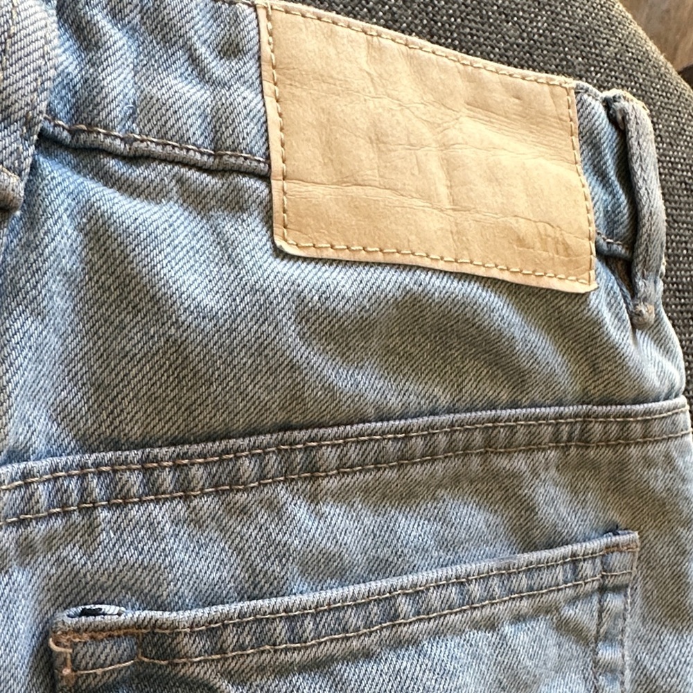 Zara Mid-Rise Denim Shorts Light Blue/Charcoal Black - Picture 10 of 14